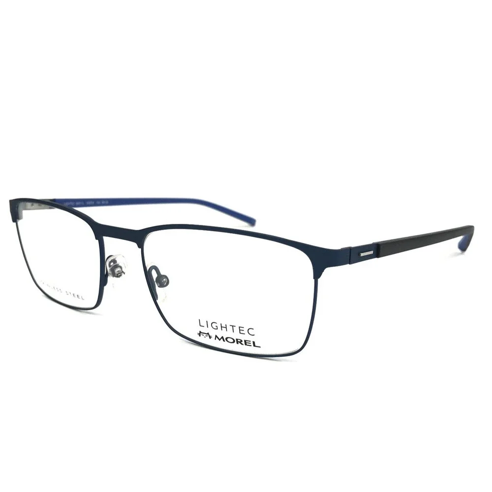 Lightec by Morel Eyeglasses Frames 30011L BN08 Black Blue Square 54-18-145